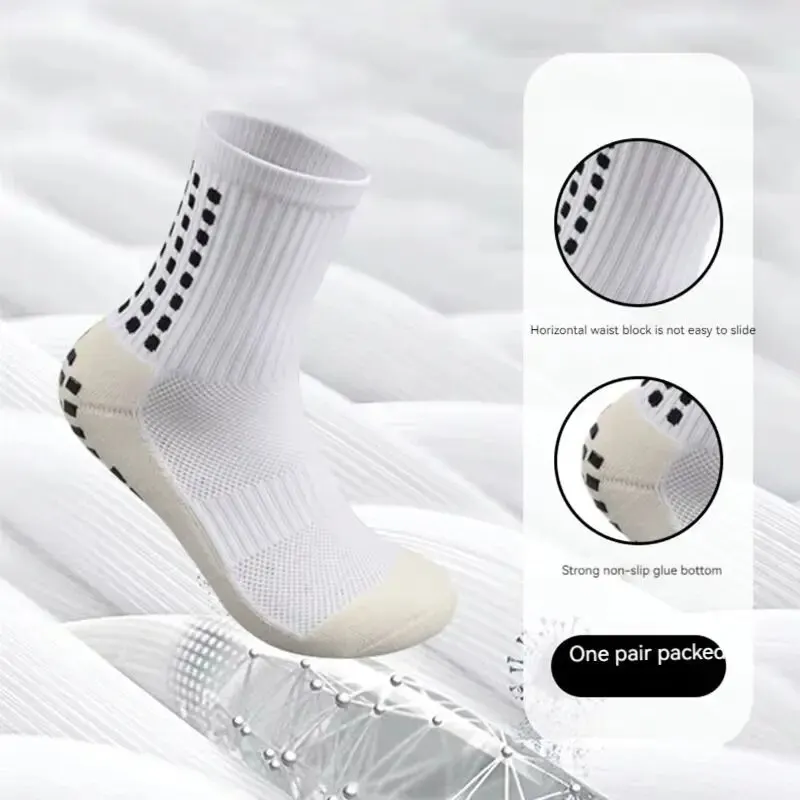 Non-Slip Friction Breathable Mid-Length Cushioning Soccer Socks Thickened Towel Bottom Sweat Anti-Odor Dot Glue Socks