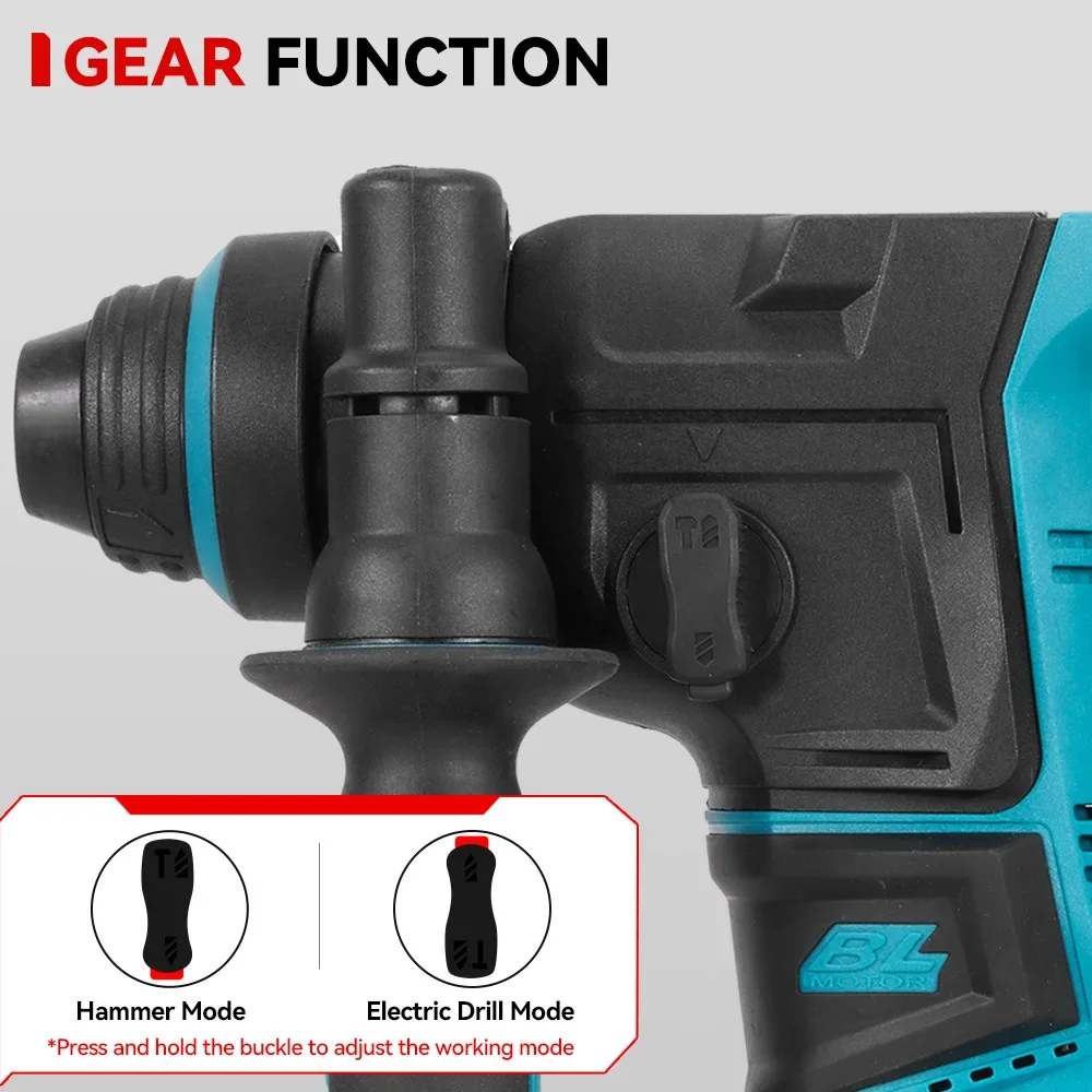 Portable Rechargeable Lightweight Impact Drilling Power Tool 2500W Brushless Electric Hammer Dril For Makita/Mi.lwaukee Battery
