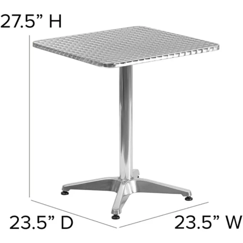 Mesa cuadrada de aluminio para interiores y exteriores Mellie con base, mesa de centro para muebles