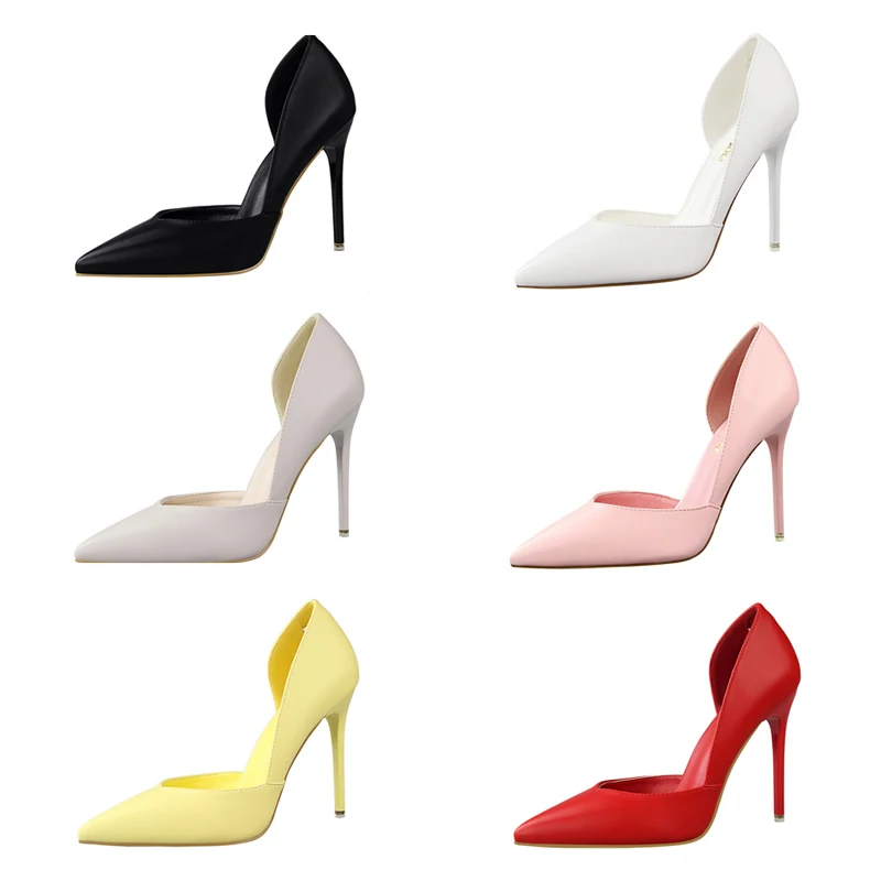 Summer Women Office Work 10.5cm High Heels Nightclub Leather Pumps Lady Fashion Concise Yellow Red Shoes Party Stiletto Heels