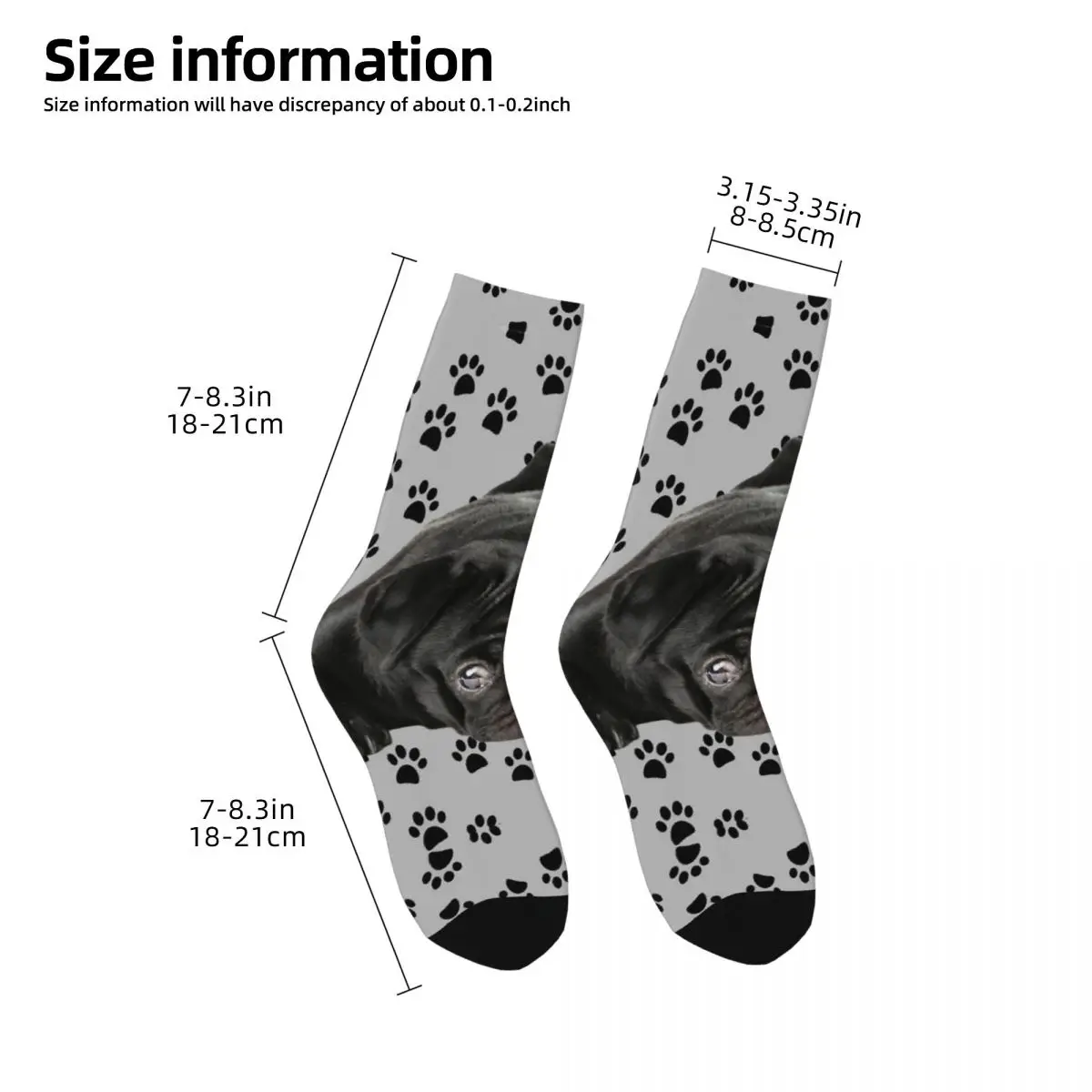 Adorable Black Pug Socks Harajuku Super Soft Stockings All Season Long Socks Accessories for Man's Woman's Birthday Present