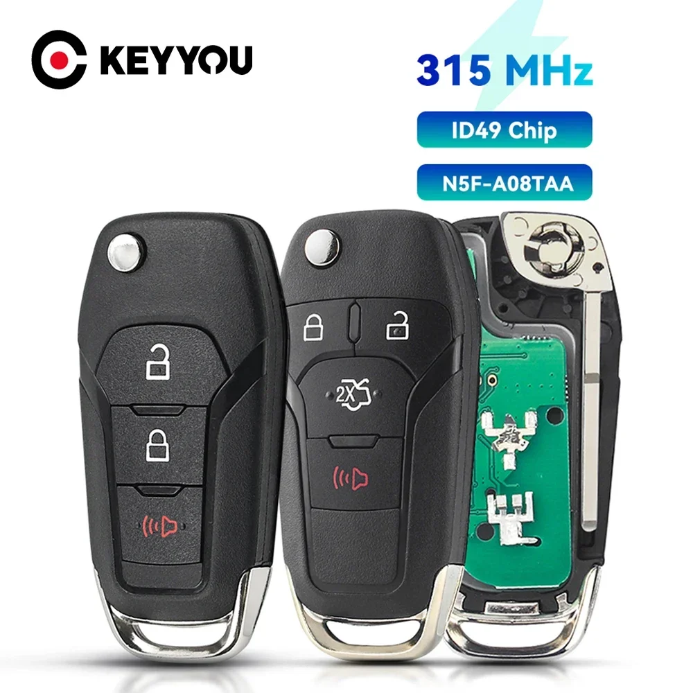 

KEYYOU 1 шт. N5F-A08TAA дистанционный ключ от автомобиля 315 МГц ID49-7945P чип для Ford Fusion 2013-2016 брелок без ключа HU101