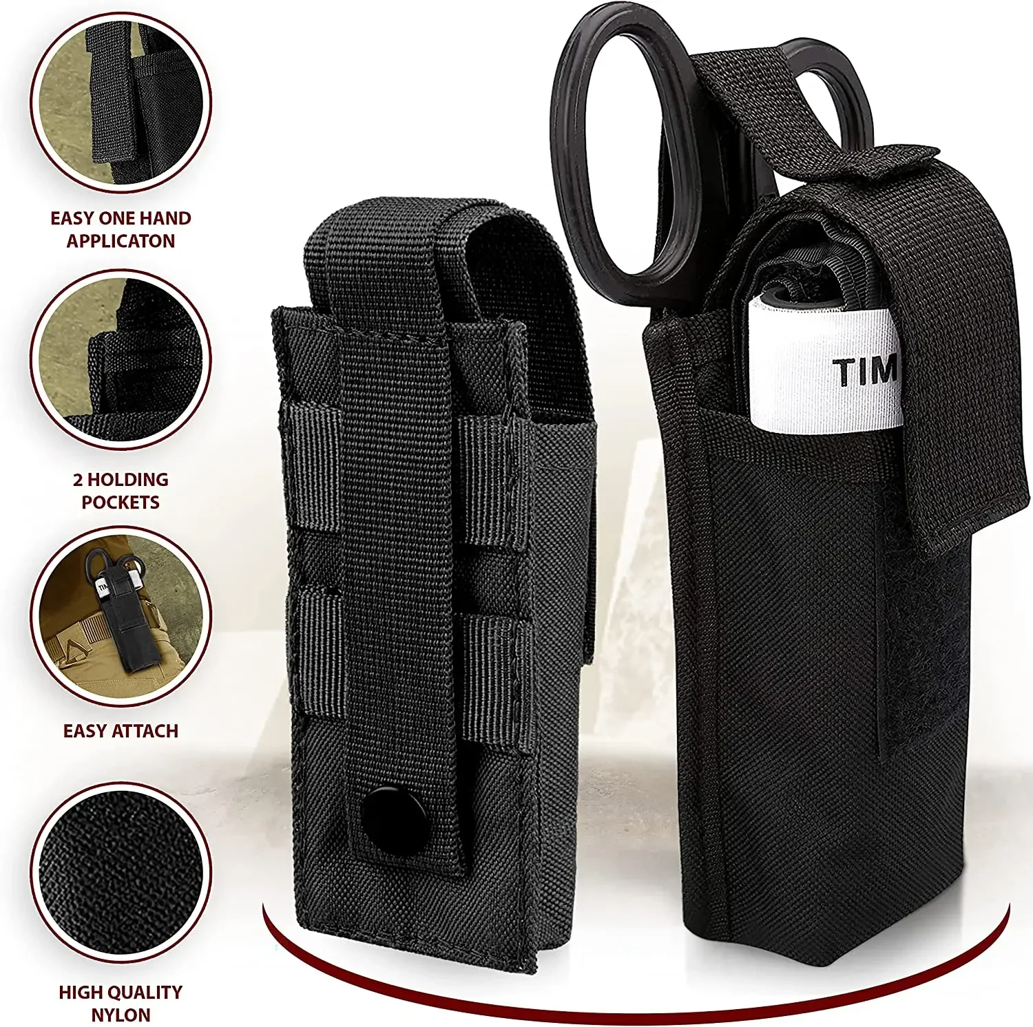 3pcs/set 1000D Molle Tourniquet Pouch Holder with Shear Tactical Pen Belt Trauma Medical Shear Pouch Set Survival Kit Travel