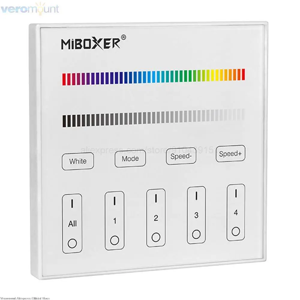 Miboxer Single Color/CCT/RGB/RGBW/RGB+CCT DMX512 Master 2.4G 86 Touch Panel Wall Switch Remote,1/2/3/4/5 CH DMX512&RDM Decoder