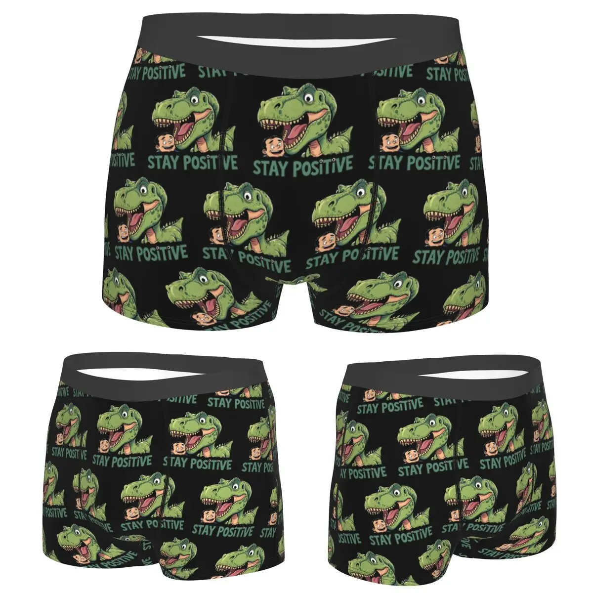 

Boxer Underpants Shorts Stay Positive Funny T-Rex Dinosaur Sticker Panties Men Ventilate Underwear for Homme Man Boyfriend Gift