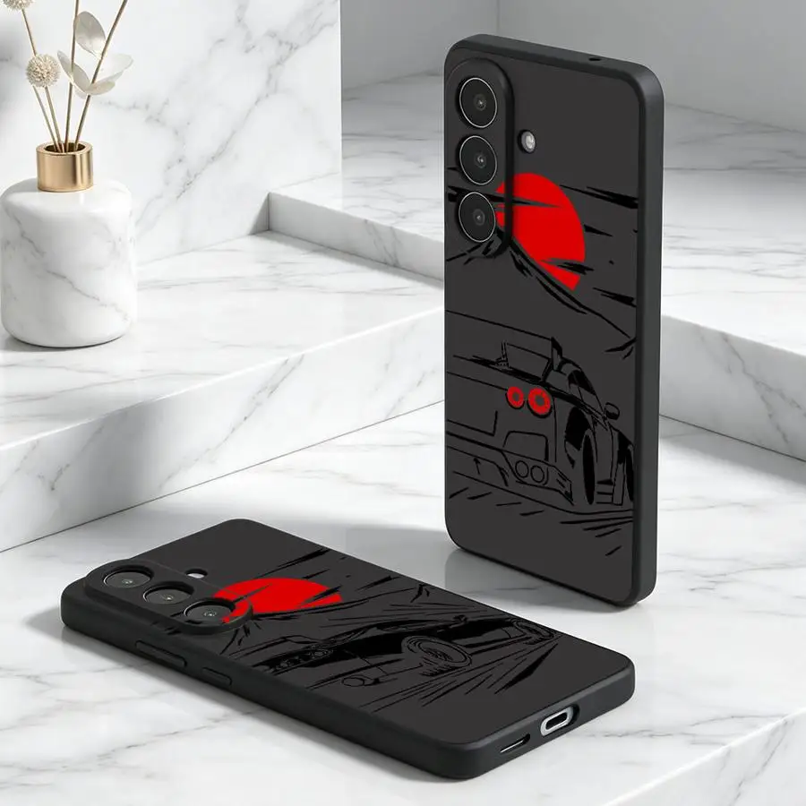 Cartoon Sunset Car Case for Samsung Galaxy A57 A25 A16 A53 A17 A15 A52 A36 A23 A06 A73 A51 A37 A55 A18 Phone Cover A41 A50 A05