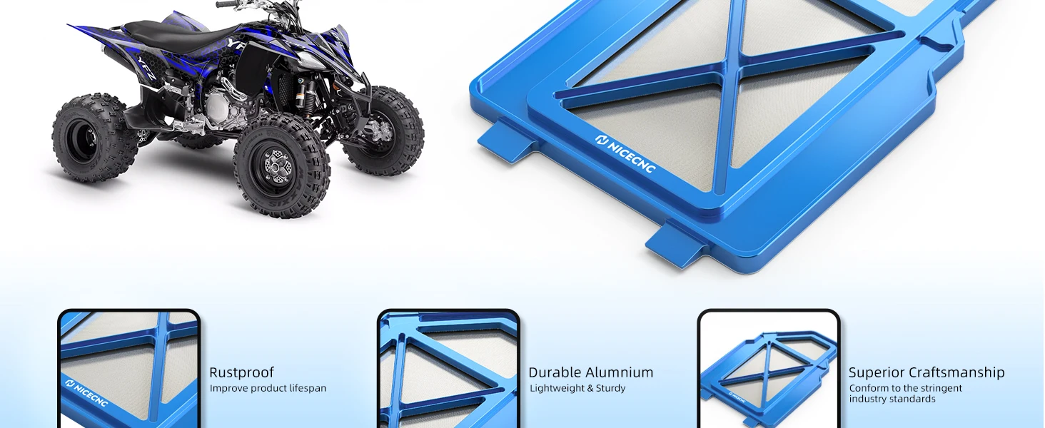 NICECNC Luftfilterkasten-Abdeckung für Yamaha YFZ450R 2009-2024, ermöglicht zusätzlichen Luftdurchsatz, Billet-Aluminium-Reinigungsdeckel, ATV-Zubehör – Detail 2