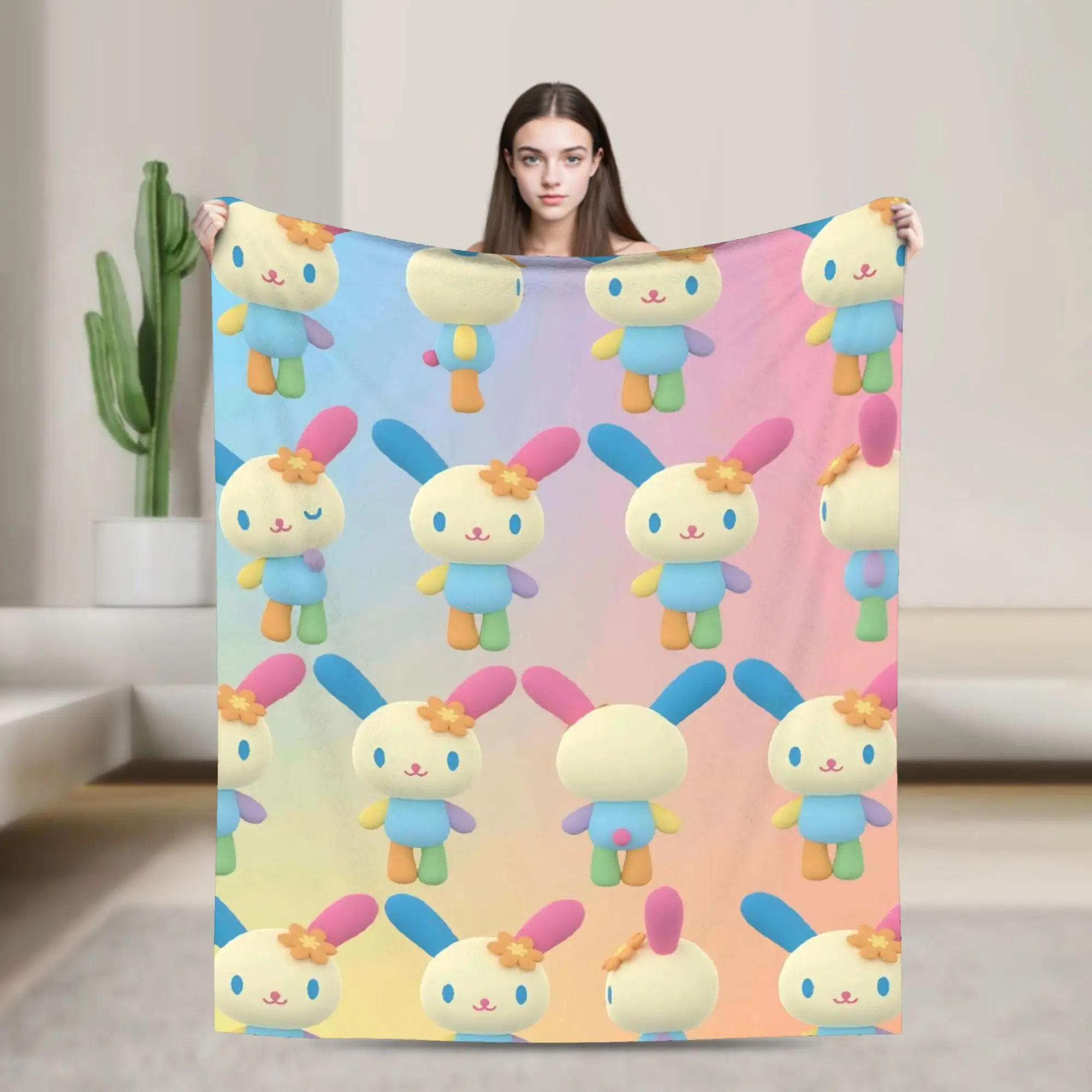 Usahana Cartoon Blanket  Super Soft Pattern Plush Throw Blanket For Students Outdoor Flannel Bedspread Bed Cover