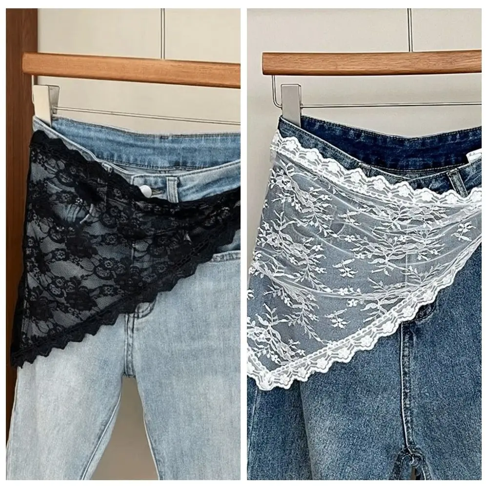 Harajuku Y2K Triangle Apron Flower Korean Style Lace Half Skirt High Waist Lace-up Outwear Mini Skirt Streetwear - view 6