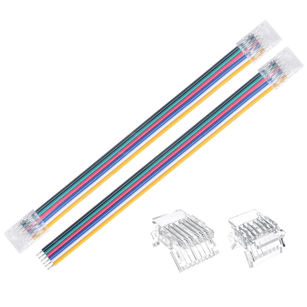 LED Strip Connector 6 Pin 10mm 12mm Solderless Transparent Connector for 3528 RGBCCT 5050 SMD LED Tape To Wire Or Board Connect