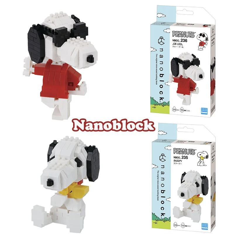 

Genuine Nanoblock Snoopy Cool Joe Micro Building Blocks Original Cute Peanuts Action Figure Surfing Dog Mini Model Set Toy