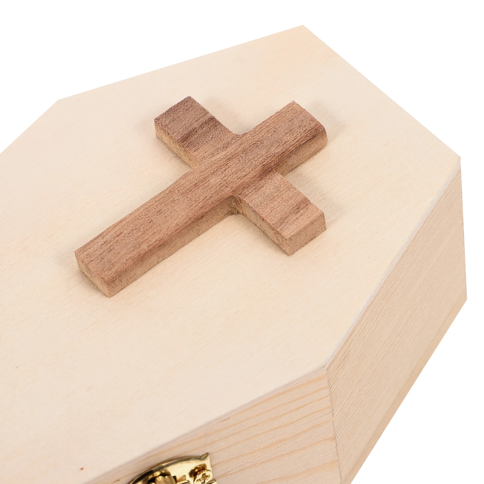 

Coffin Candy Box Cross Design Wood Unfinished Small Jewelry Organizer Craft Fake Storage Necklace Container Home Office