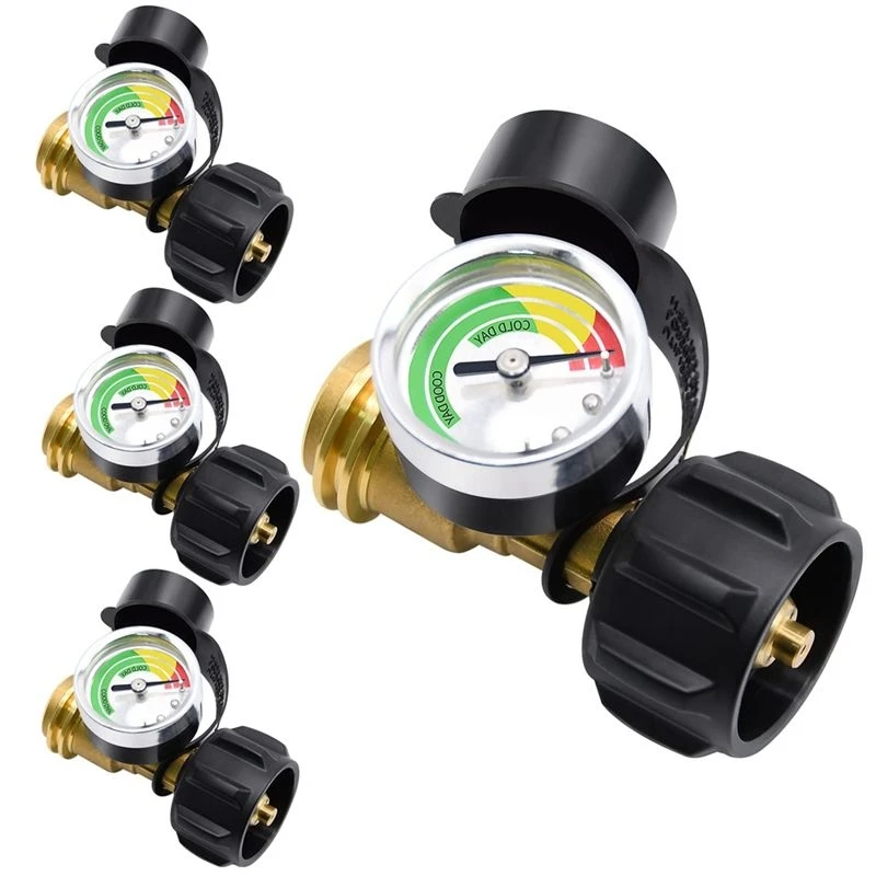 A76K Propane Tank Gauge Propane Adapter 4 Pack Propane Tank Gauge Level Indicator Leak Detector, QCC1/Type 1 Connection