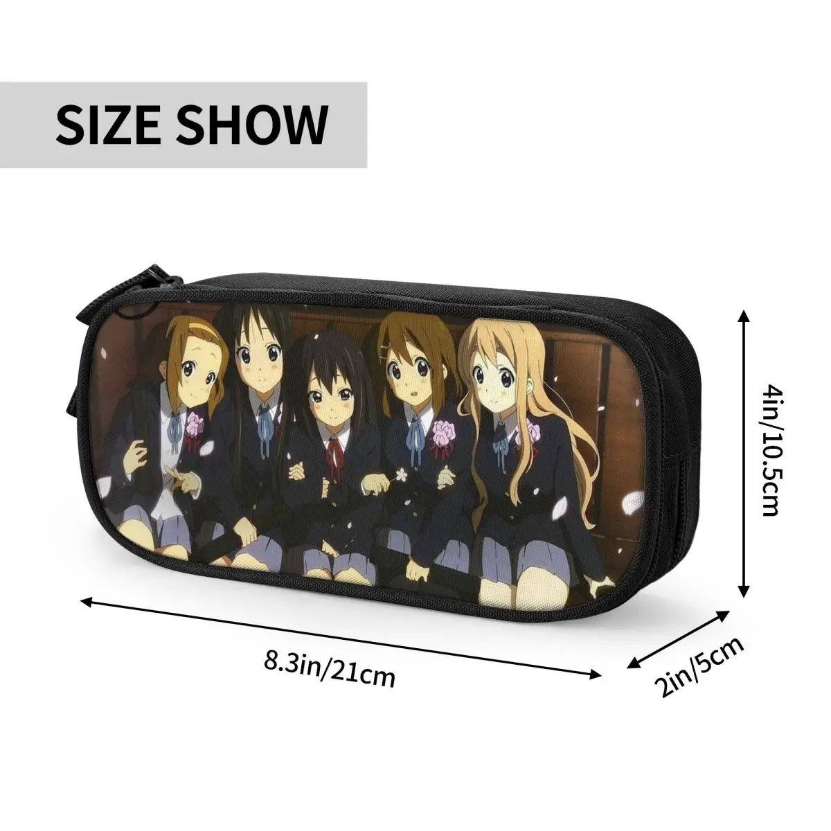 ك أون! التخرج اليابانية أنيمي مقلمة حقيبة القلم الفتيات الفتيان سعة كبيرة اللوازم المدرسية مقلمة التجميل