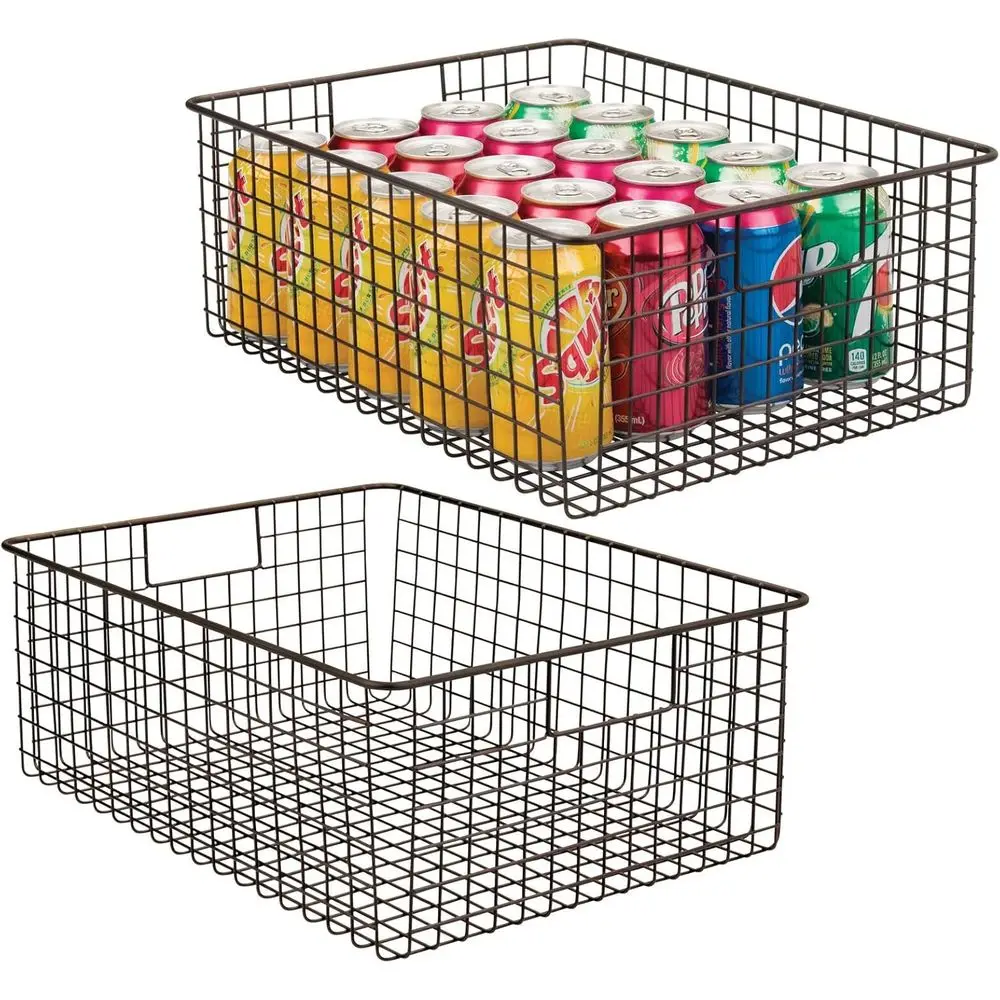 

Metal Wire ood Storage Basket Organizer with Handles or Organizing Kitchen Cabi, Pantry Shel, Bathroom, Laundry Room, Closets, G