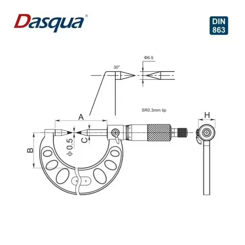 For Stainless Steel 0-25mm Double Point Micrometer 0.01 Graduation 0.004mm Accuracy DIN863 Certified Reach Compliant