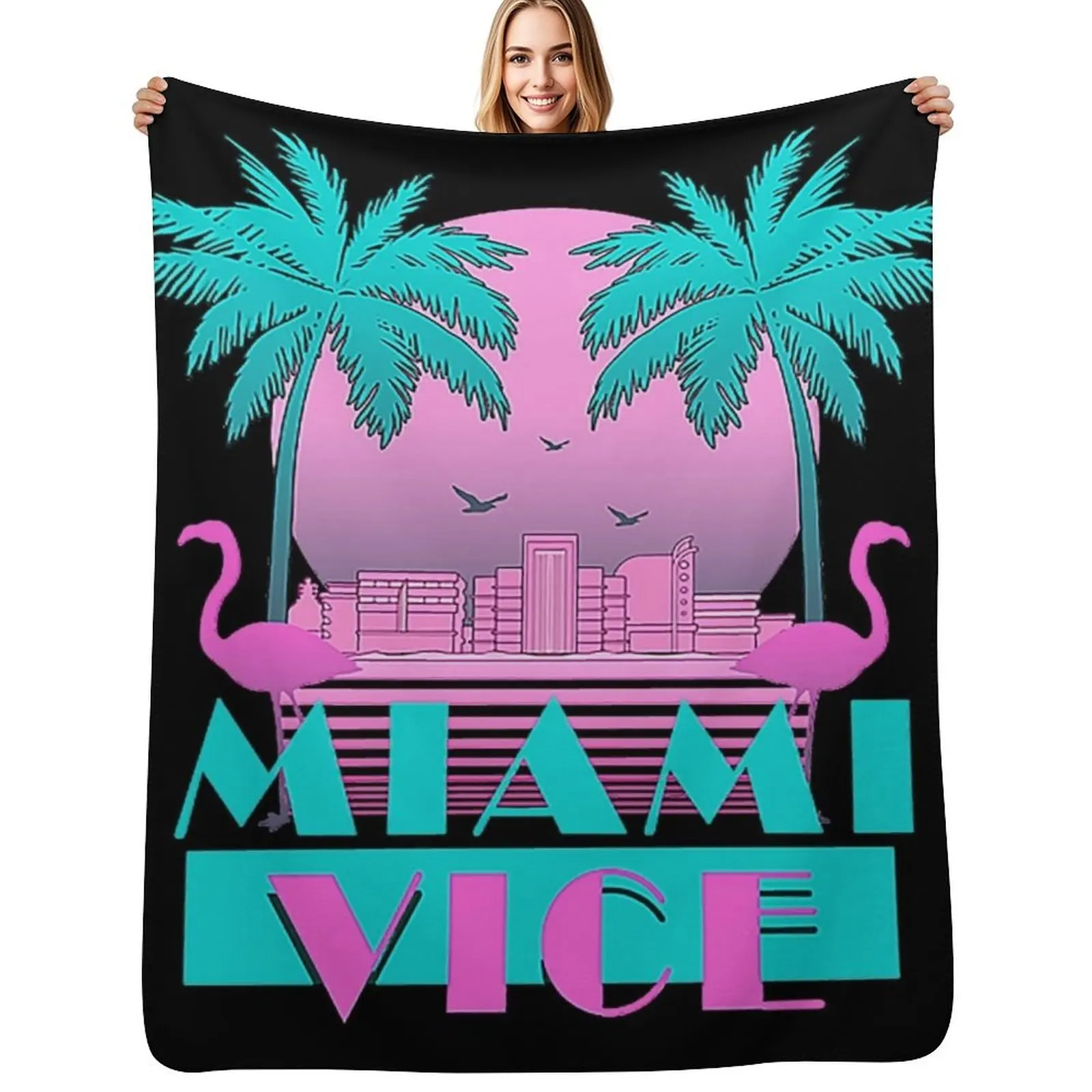 

Miami Vice - Retro 80s Design Throw Blanket Decorative Sofa Winter beds valentine gift ideas Blankets For Baby Blankets