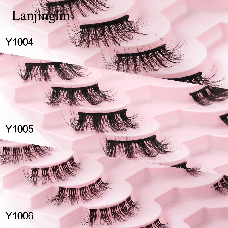 Faux Cils 5/10 Pairs New Half Lashes Cat Eye Handmade Soft Fluffy Mink False Eyelashes Makeup Extension Half Lashes Maquiagem