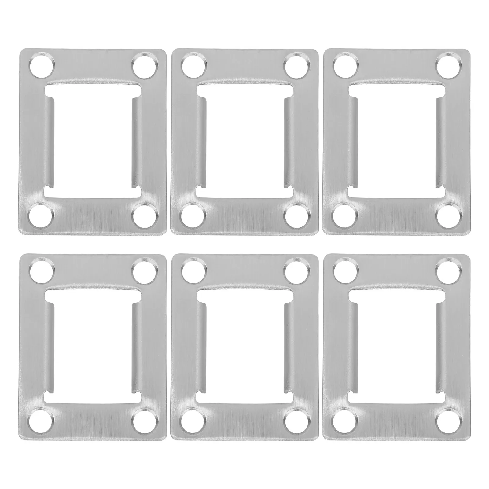 6Pcs Thickened Door Strike Plate Stainless Steel Wear Resistant Impact Proof Easy Install Security Reinforcement Plate for Home