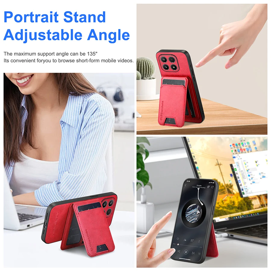 Wallet Card Holder Phone Case for Xiaomi 17 Magnet Cover Leather For Mag-safe Stand Shell Funda - view 4