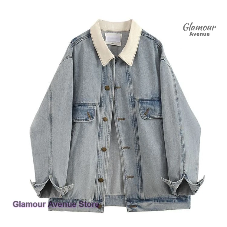 

American retro cowboy lazy wind coat women's autumn and winter new fashion loose cover meat slim Joker casual jacket top.