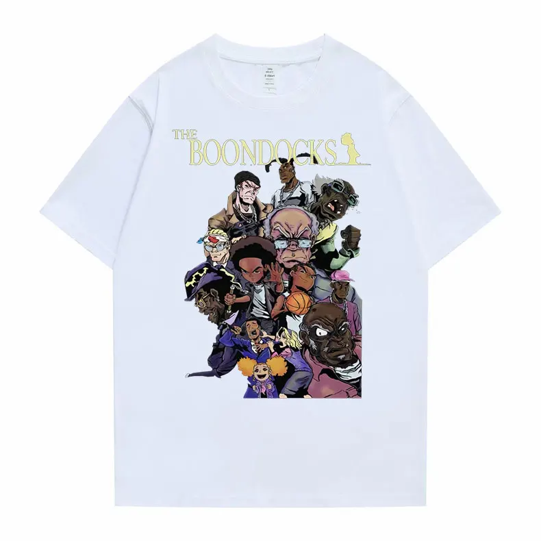 The Boondocks Huey and Riley Printed Tshirt Men Women Anime Cartoon Fashion T-shirt Funny Man T Shirts Male Hip Hop Streetwear