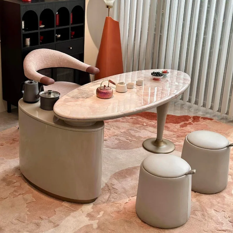 Modern Cream Wind Four Seasons Pink Marble Home Office Balcony Tea Table