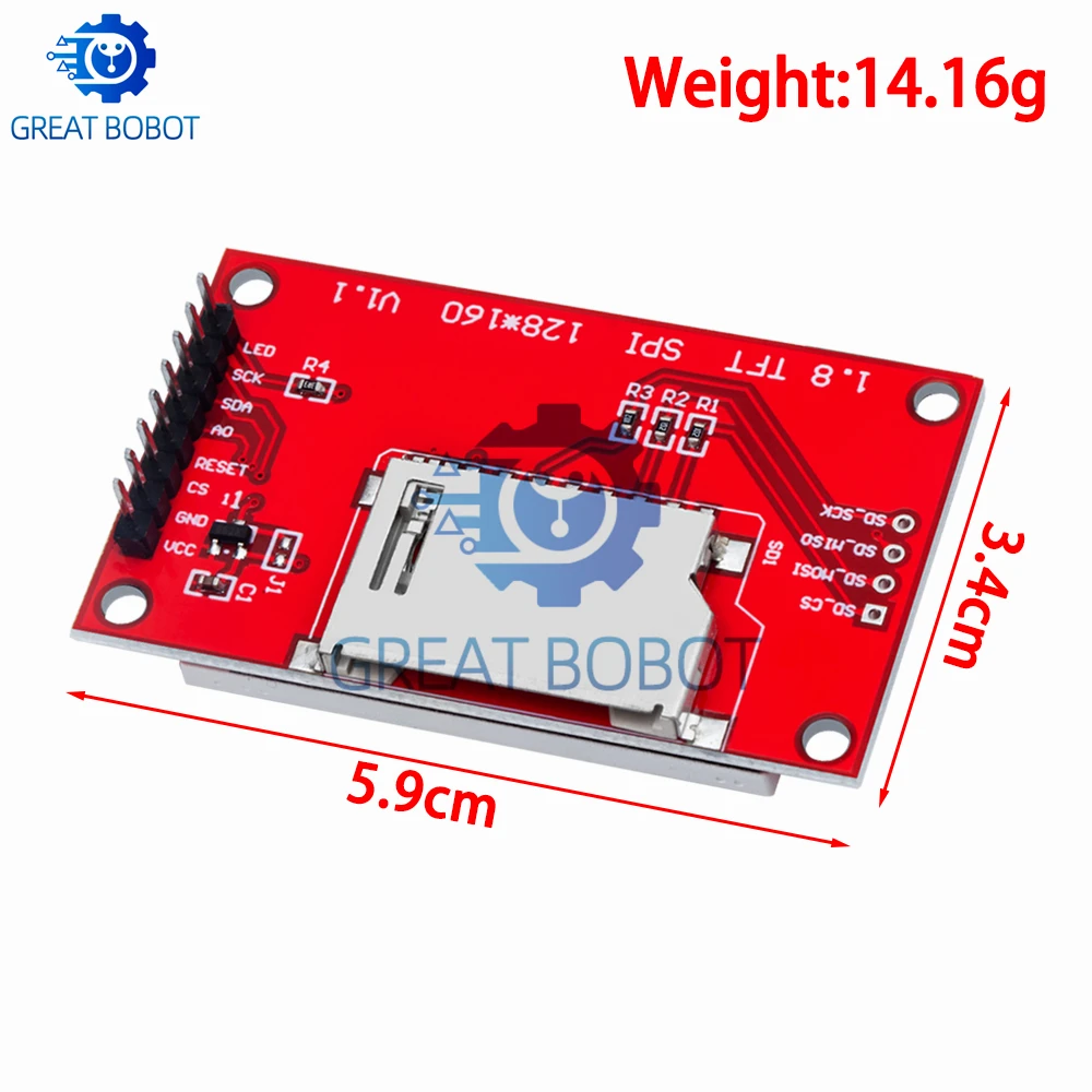 BS 1PCS 1.8 inch TFT LCD Module LCD Screen Module SPI serial 51 drivers 4 IO driver TFT Resolution 128*160