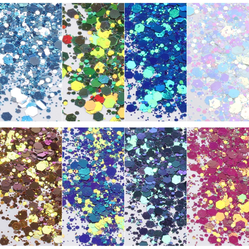 Holo graphische Nail Art Glitter Flakes irisierende Nagel Pailletten mischen Bulk-Dekoration 3d New shiny DIY Nail Art Zubehör