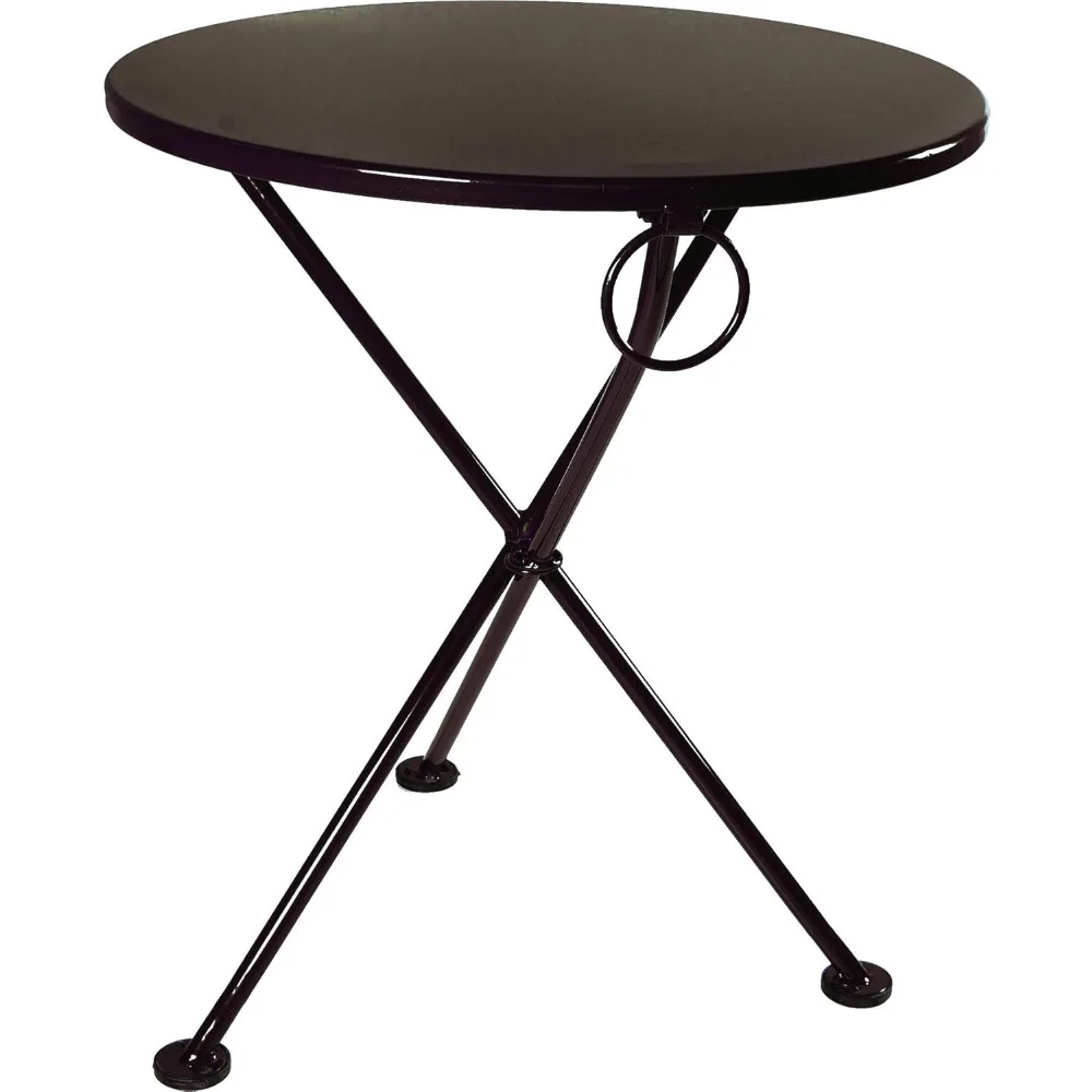 Mesa bistrô dobrável de 3 pernas French Café Bistro, moldura preta jato, tampo redondo de metal de 28" x 29" de altura