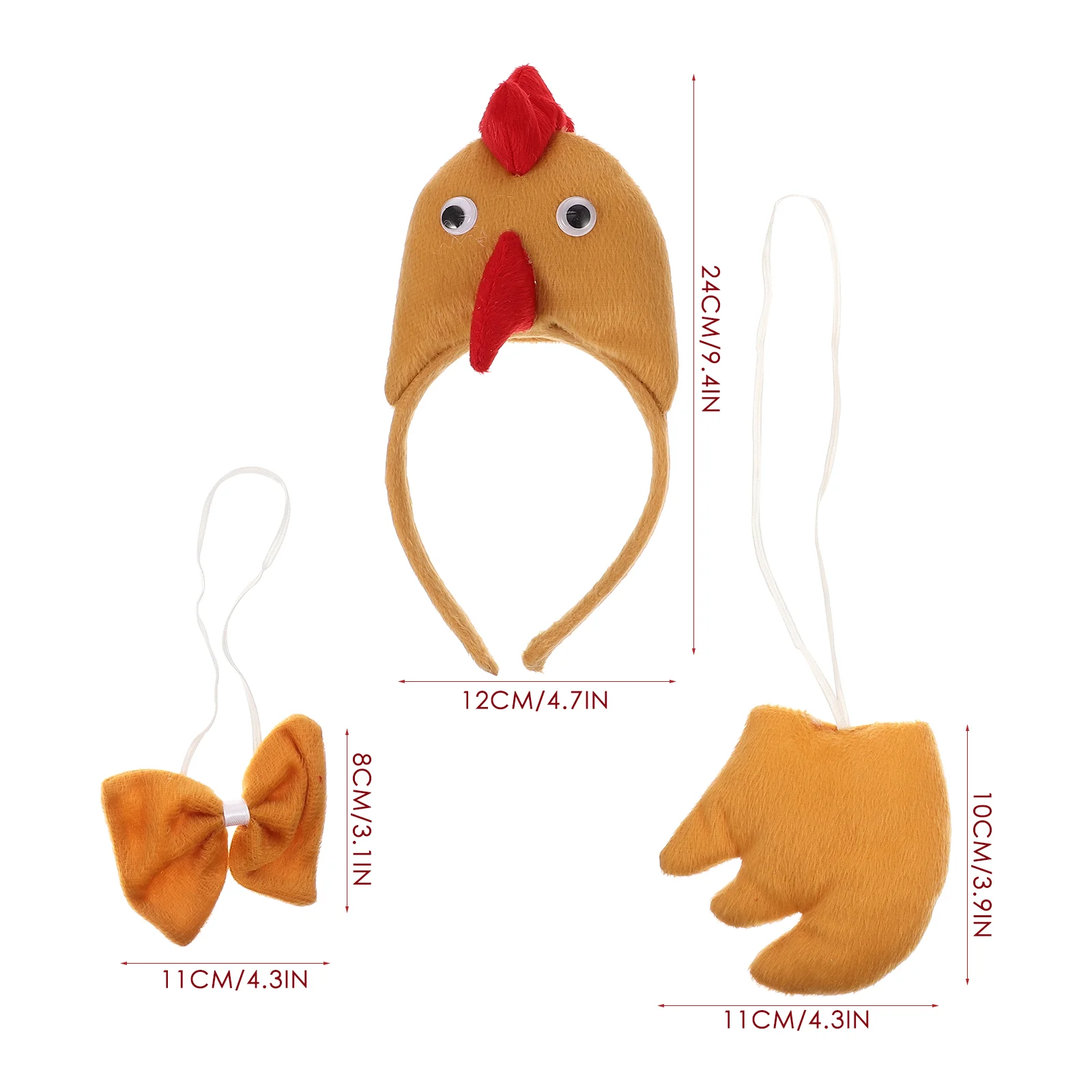 Chicken Headband Three-dimensional Three-piece Set Inflatable Halloween Costume Suite Cotton Easter Bow Tie