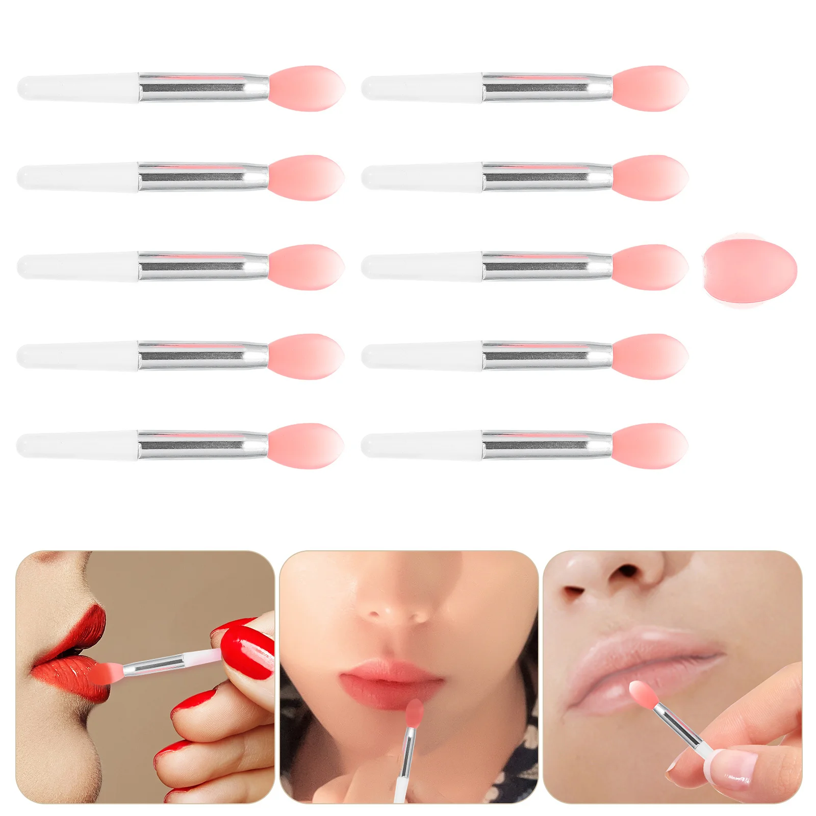 1 conjunto de escova de batom de silicone, ferramenta suave na pele, ponta fina para até mesmo cor, efeito plumping, aplicador de maquiagem, uso diário