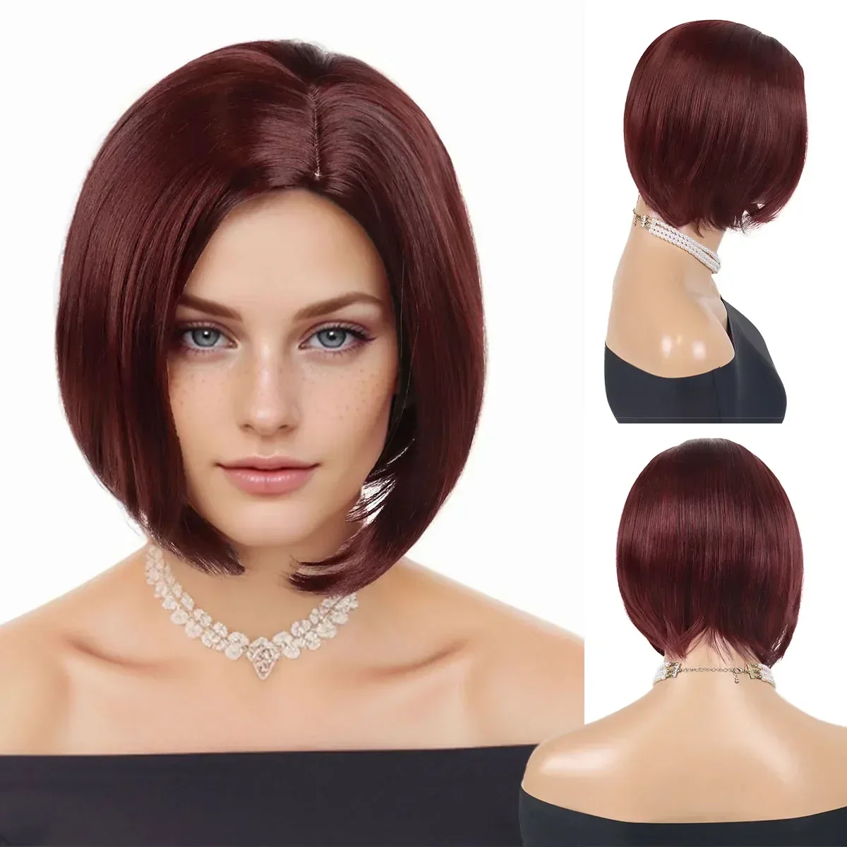 

GNIMEGIL Auburn Wig Synthetic Hair for Women Red Brown Wig Colored Short Bob Wigs Stylish Natural Style Drag Queen Wigs Cosplay