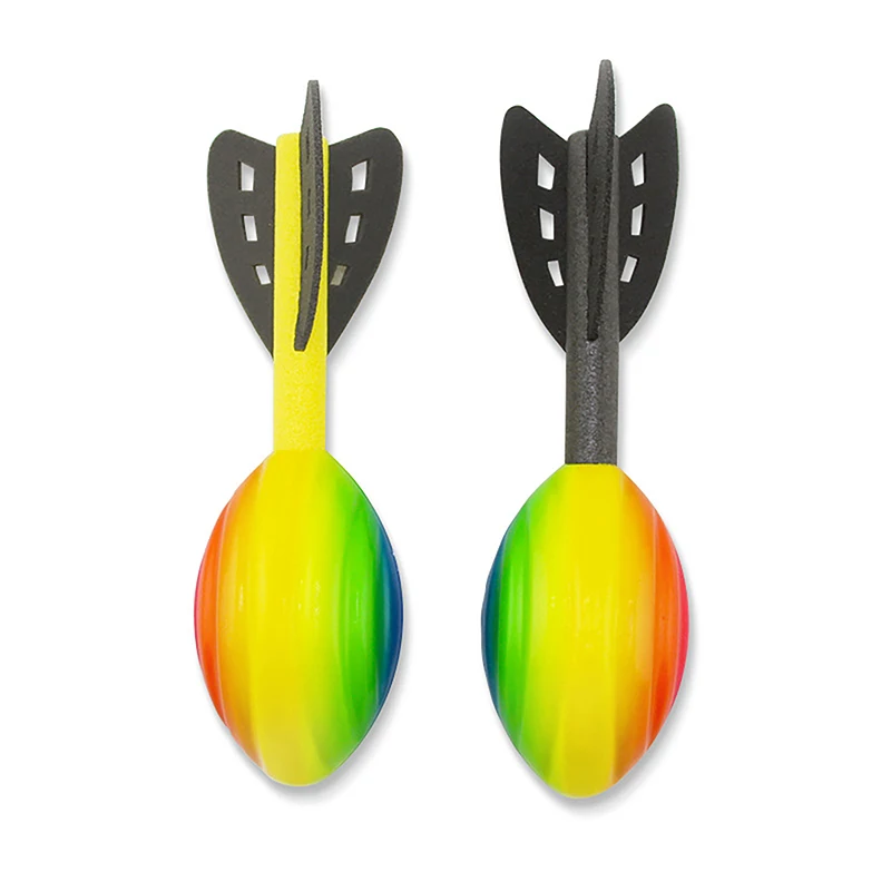 29Cm Regenboogschuim Spiraal Raket Voetbal Hand Gooien Speelgoed Buiten Lange Afstand Darts Speelgoed Integratief Leuk Werpspel