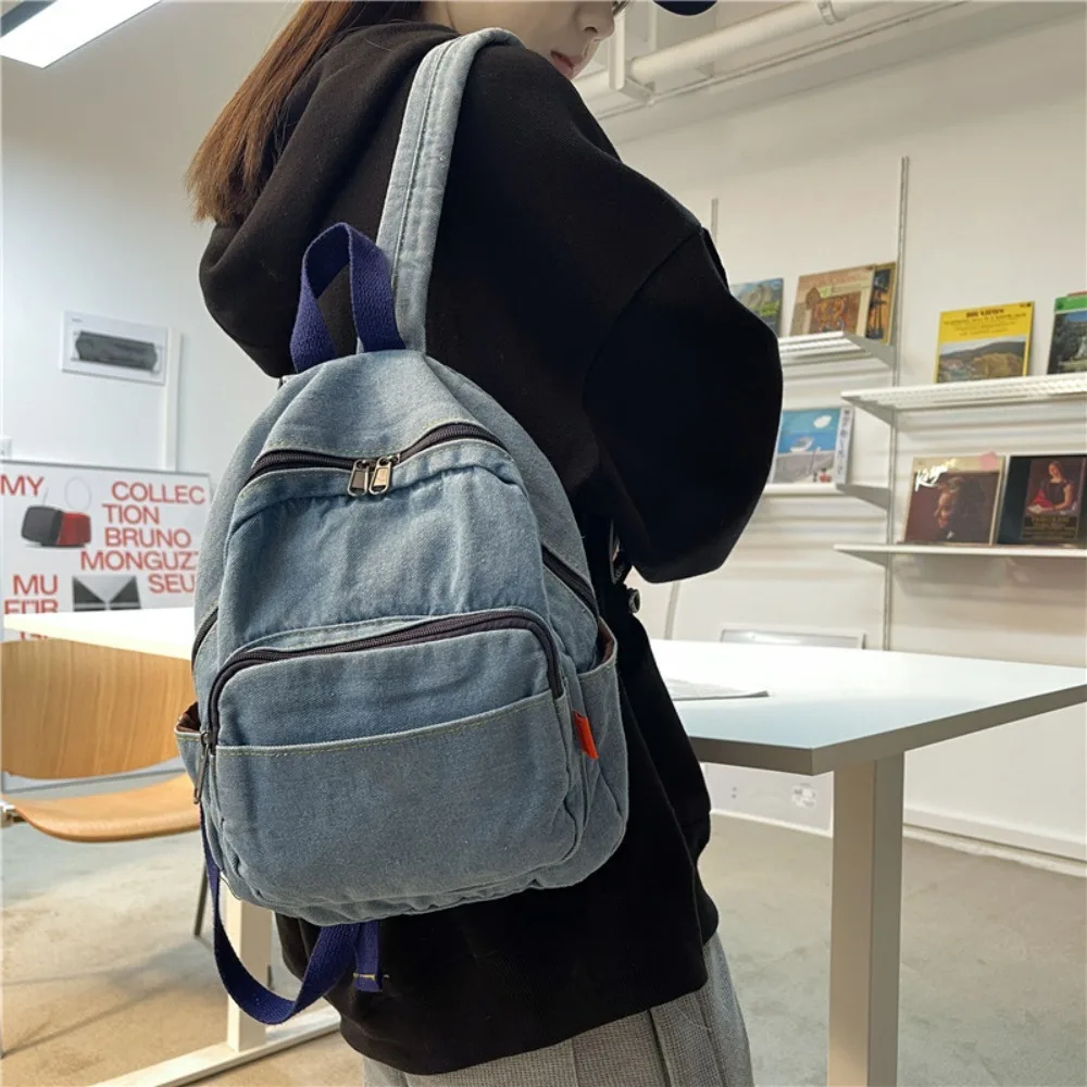 Vintage Denim Backpack School Travel Daypack Shoulder Bags for Teenager Girls