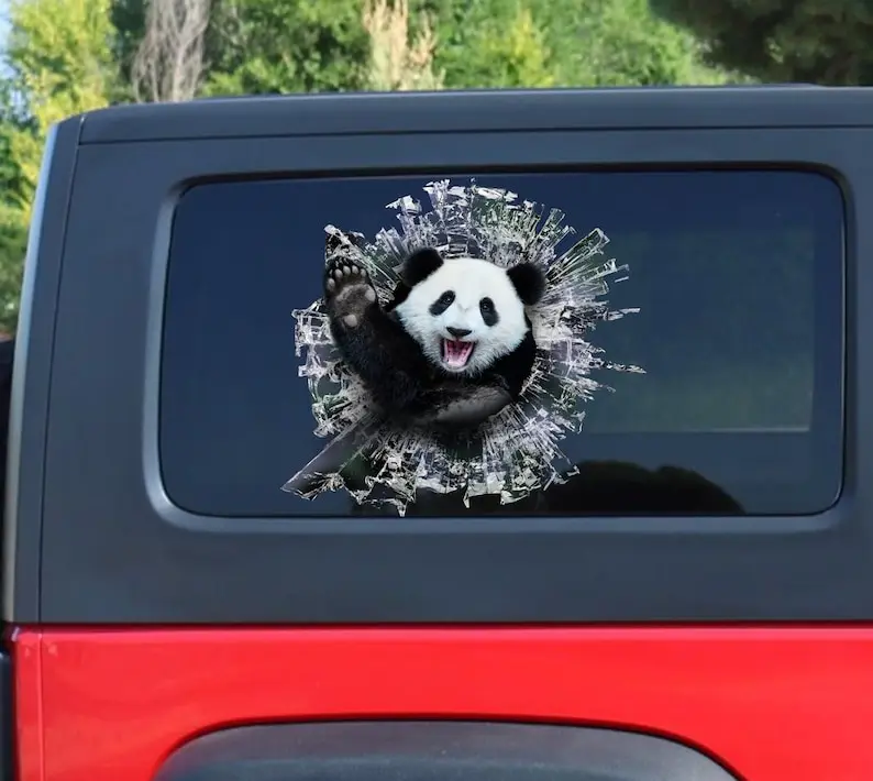 Panda window decal, car sticker, Panda car decal