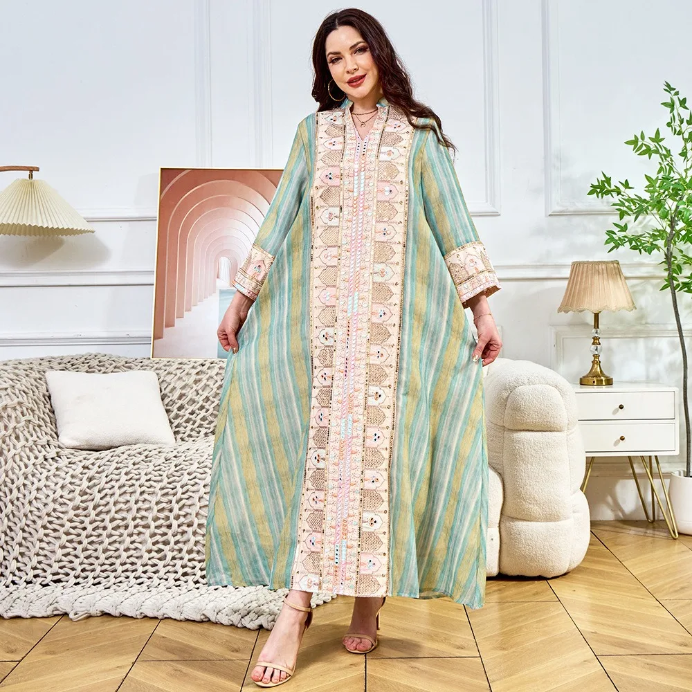 

Оптовая продажа Ближневосточная Абая новый стиль вышитое вечернее платье с пайетками мусульманское платье