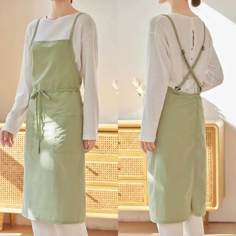 Korean Style Japanese Design Waterproof Oil-Resistant Kitchen Apron for Home Work Manicure Bread Flow Arrangement Milk Tea Shop