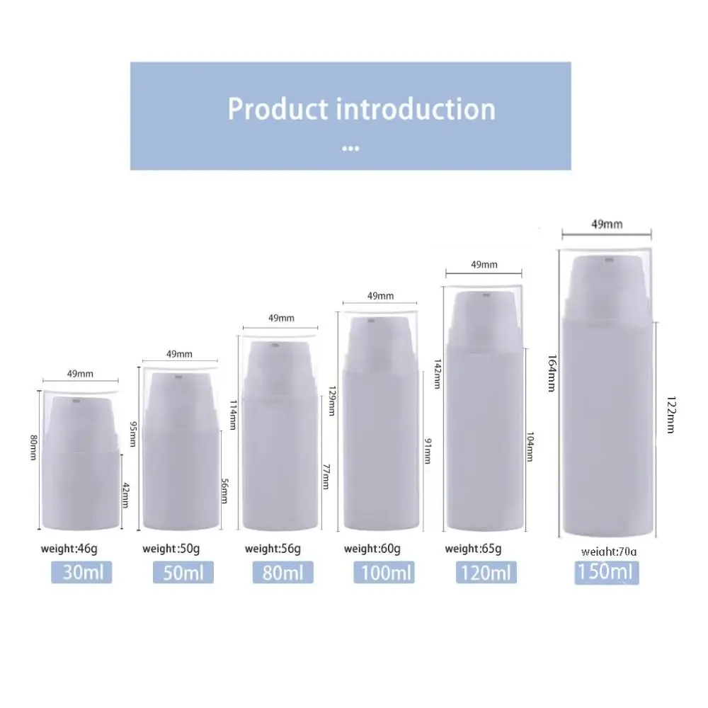 30/50/80/100/120/150ml Empty Airless Pump Cosmetic Bottle Refillable Plastic Lotion Vacuum Bottle Skin Care Products Container