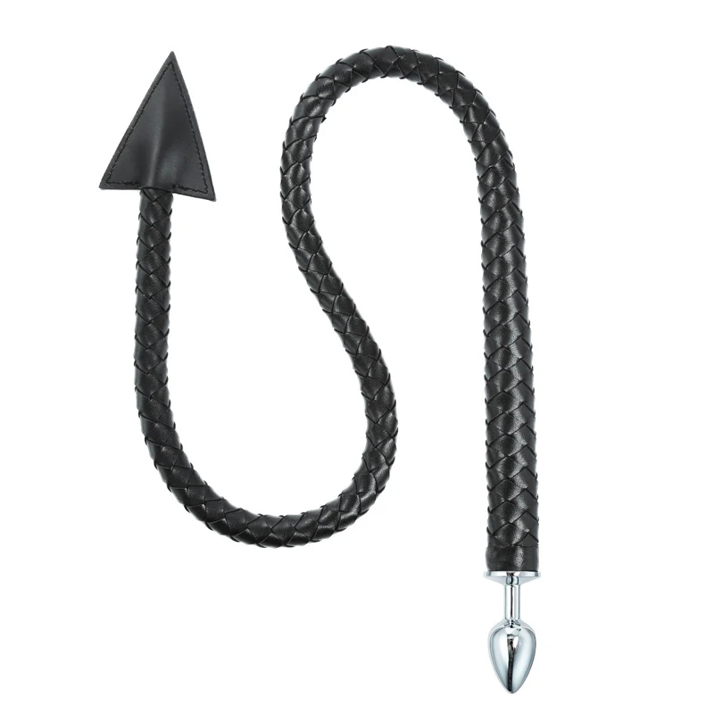 Metal Anal Plug Tail Black Leather Bdsm Whip Butt Plug Tail Gay Toy Butt Plug for Women Sex Toys Anal For Couple Adult Games