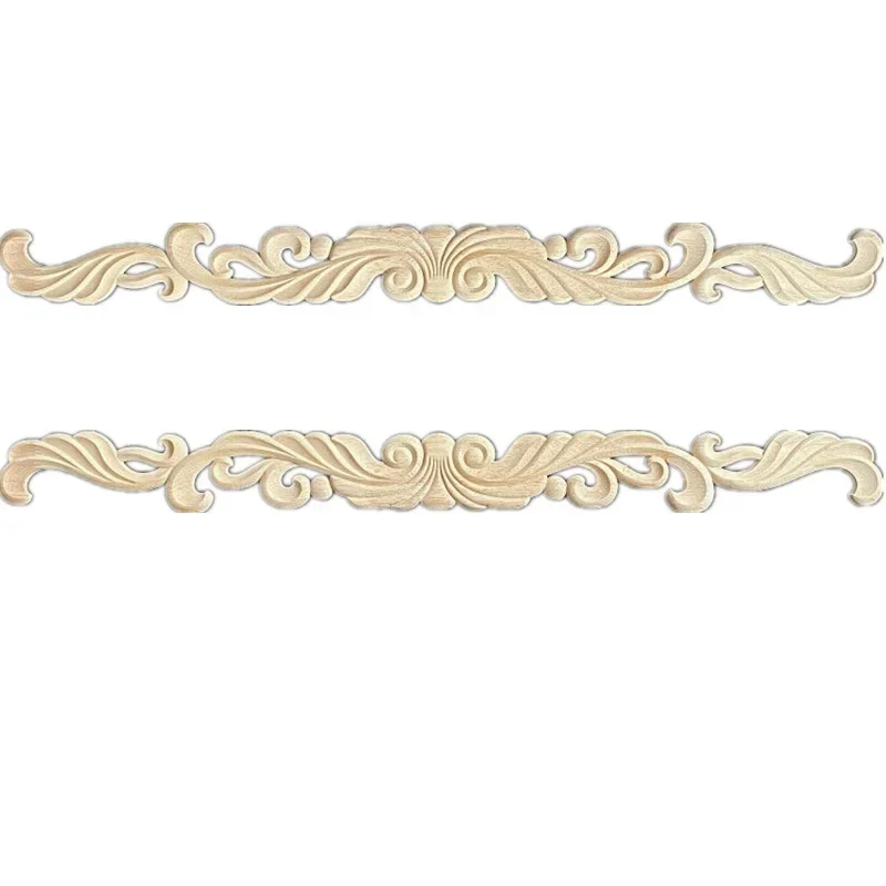 5PCS Wood Carved Decal Corner Applique Frame Wall Furniture Figurines Cabinet Decorative Crafts Door Decoration Piece Flower