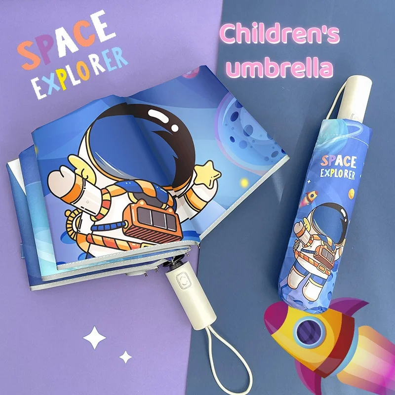 

Children's Umbrella Cartoon Automatic Anti-rebound Boy's Umbrella Folding Reflective Strip Student Umbrella