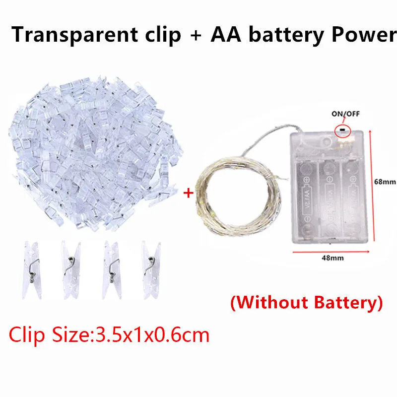 LED String Lights 2M/5M/10M Photo Clip Fairy Lights USB Battery Operated  Garland Christmas Tree Decoration Wedding Decor