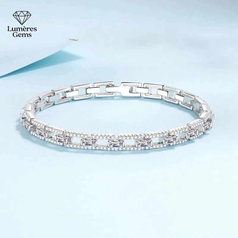 أساور فاخرة متألقة نقية PT950 البلاتين غرامة مجوهرات 6-7 بوصة 3/3.2/3.5CT جميع مويسانيتي سوار رائع للنساء هدية