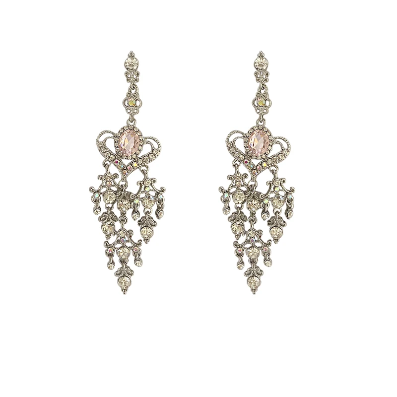 

Beauty love earrings light luxury gorgeous temperament exaggerated high-grade sweet girl pink diamond earrings