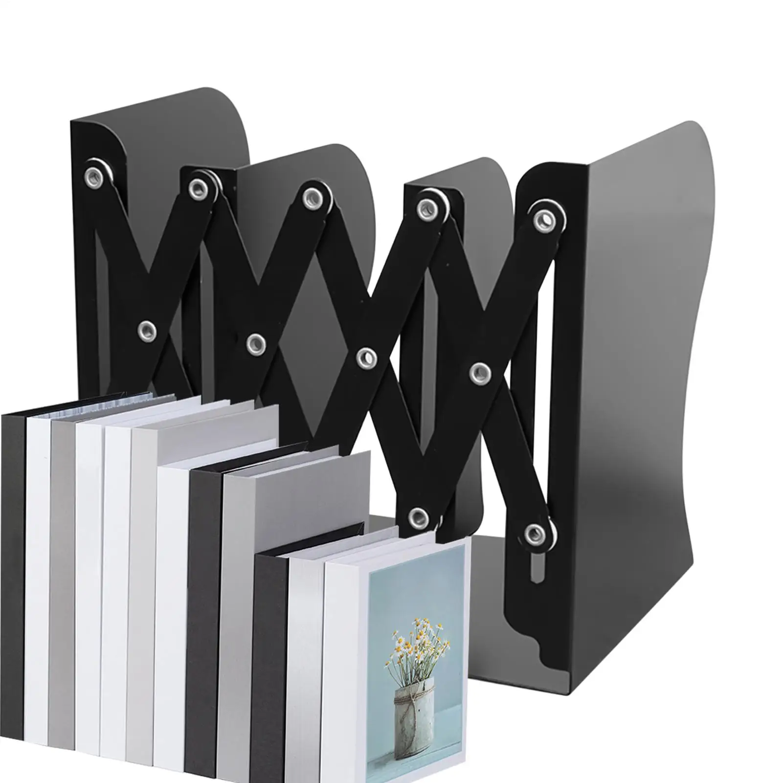 

Metal Bookends Heavy Duty Book Holder Non-slip Desk Organizer Desktop Stand For Library Home Bookshelf Nursery Workplace School
