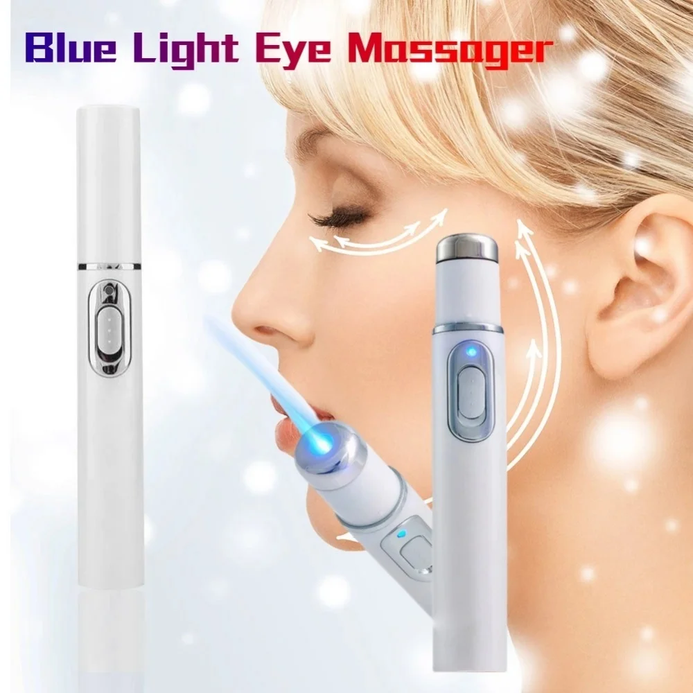 Blue Light Therapy High Frequency Vibration Eye Massager Reduce Bags Brighten Dark Circles & Smooth Fine Lines Portable Design