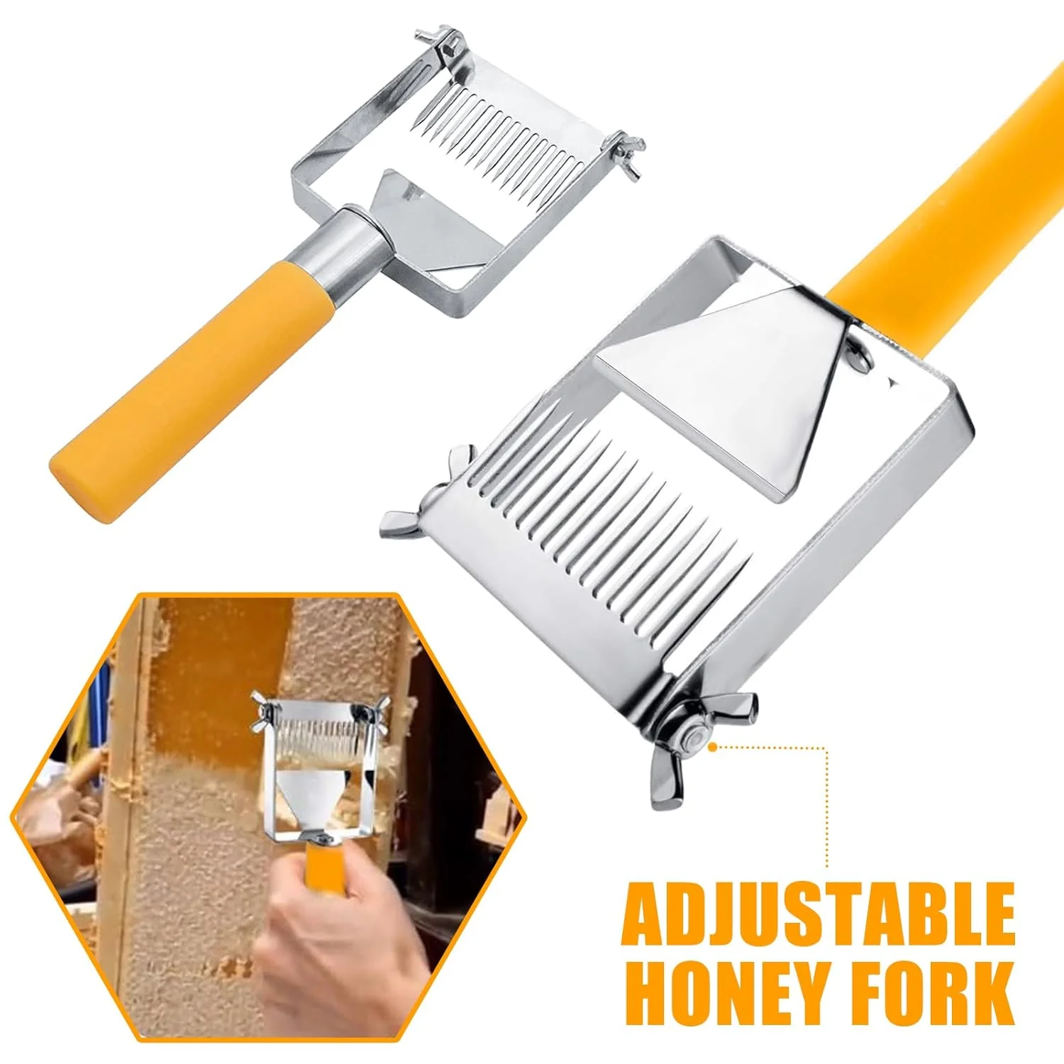 Tenedor de miel ajustable, raspador para desmontar, cuchillo para miel, colmena de abejas, tenedor para desmontar, pala, cortador de miel, mango de plástico, herramientas de apicultura