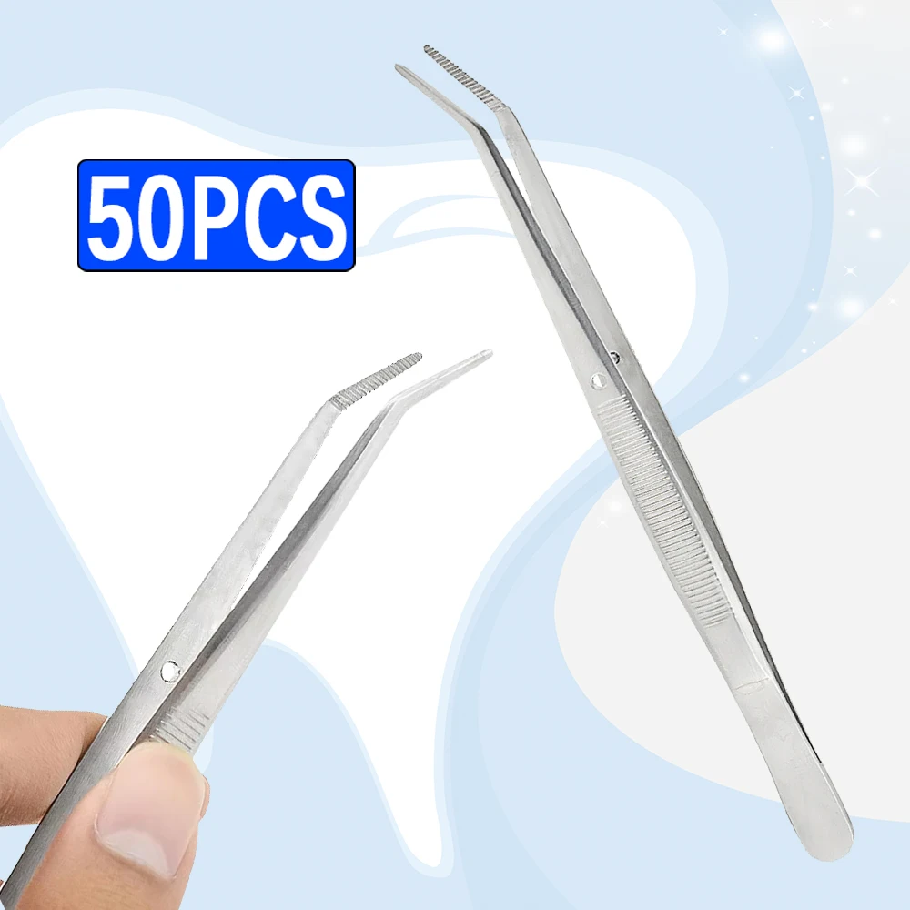 

50 PCS Stainless Steel Dental Cotton Tweezers Filling Clip for Dentist Orthodontic & Medical Surgical Use