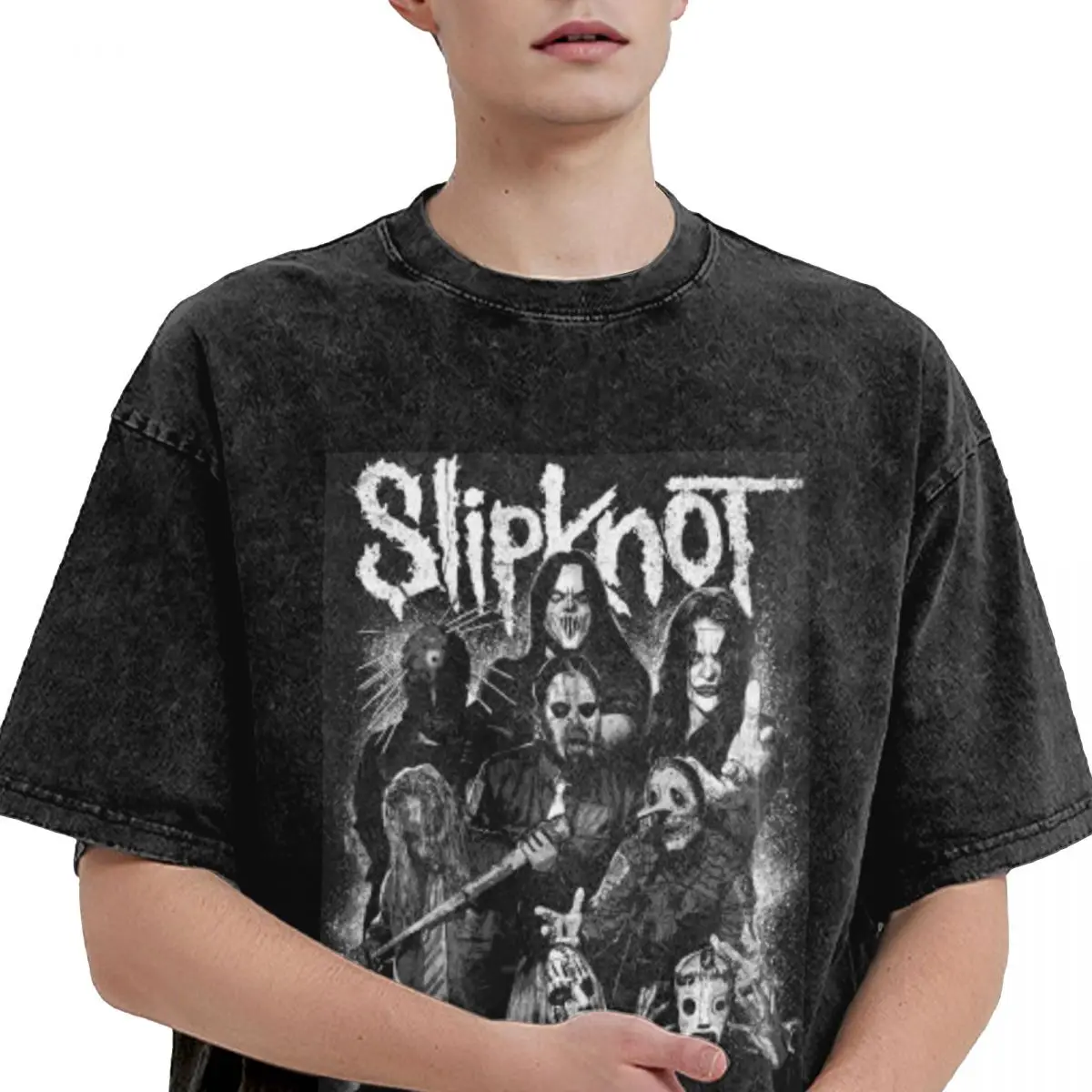 Resembles-S-Slipknot-Style Retro Washed T Shirts Women Men's Vintage Gothic Cool T-shirt Streetwear